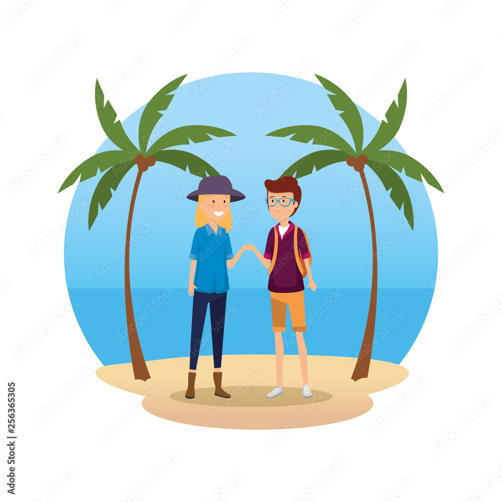 tourist couple avatars characters