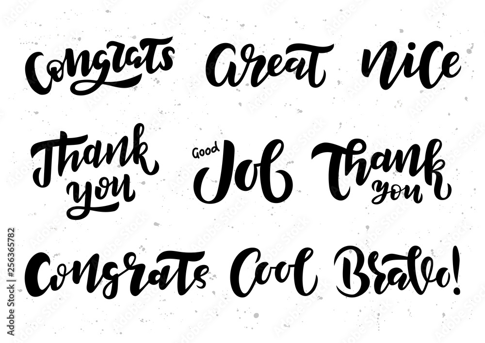Set of hand drawn lettering phrases