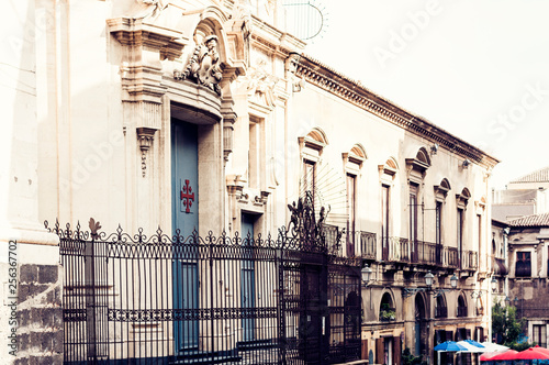 Fragment of ancient cathedral. The view of the city of Catania, Sicily, Italy. photo