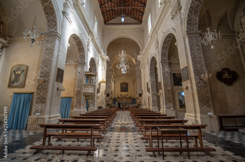 Lecce, Puglia, Italy - Inside interior of the church Arciconfraternita Maria Ss. Addolorata. Catholic roman church (chiesa). A region of Apulia