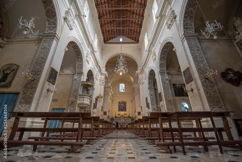 Lecce, Puglia, Italy - Inside interior of the church Arciconfraternita Maria Ss. Addolorata. Catholic roman church (chiesa). A region of Apulia
