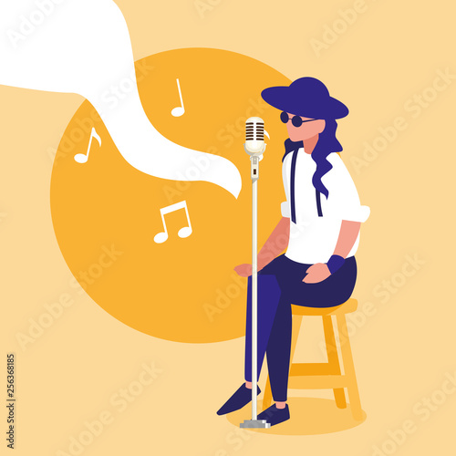 singer with microphone character