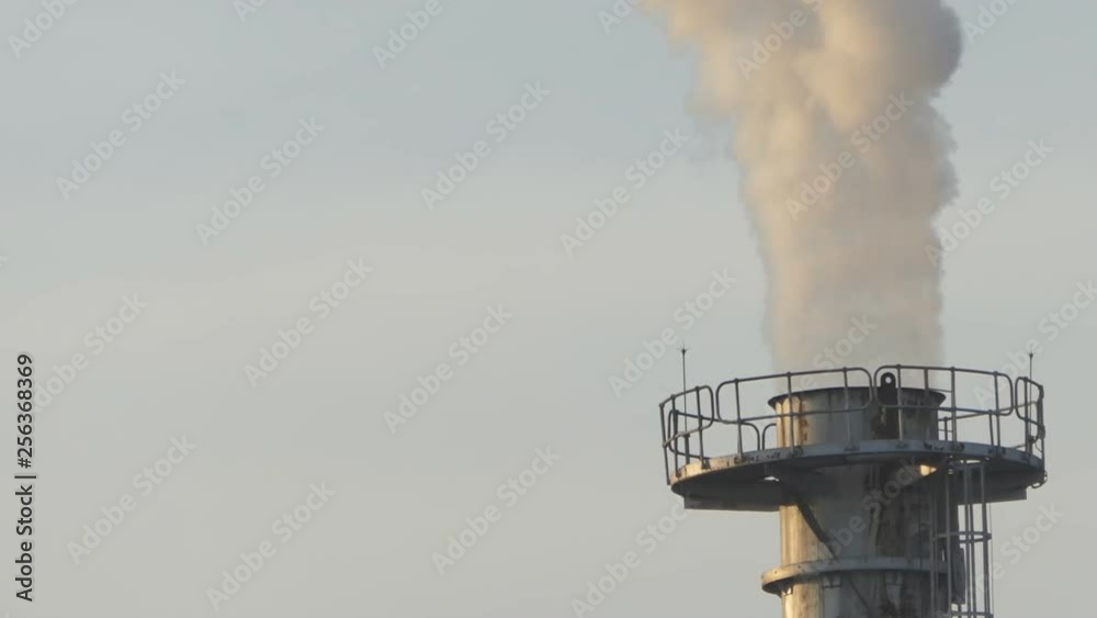Pollution, Smoke And Steam Discharged From An Industrial Facility., Pollution, Smoke And Steam Discharged From An Industrial Facility.,