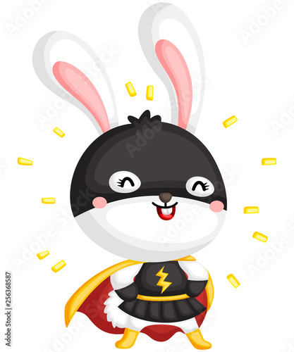 a vector of a cute rabbit in a superhero costume