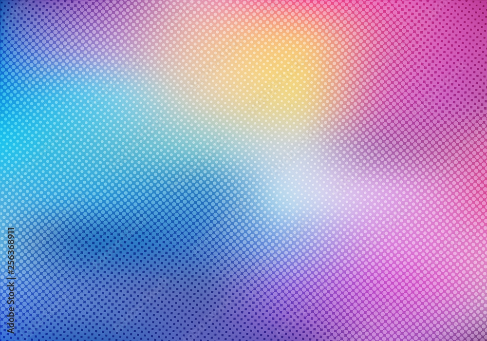 Colorful blurred background with halftone effect overlay texture
