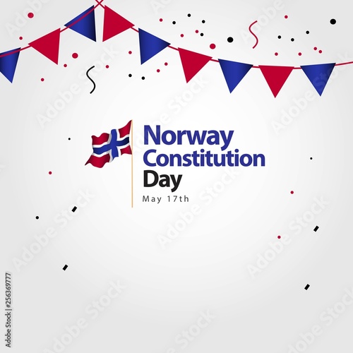 Norway Constitution Day Flag Vector Template Design Illustration