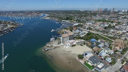 Aerial of Newport Beach Bay Harbor Orange County California 09.MOV