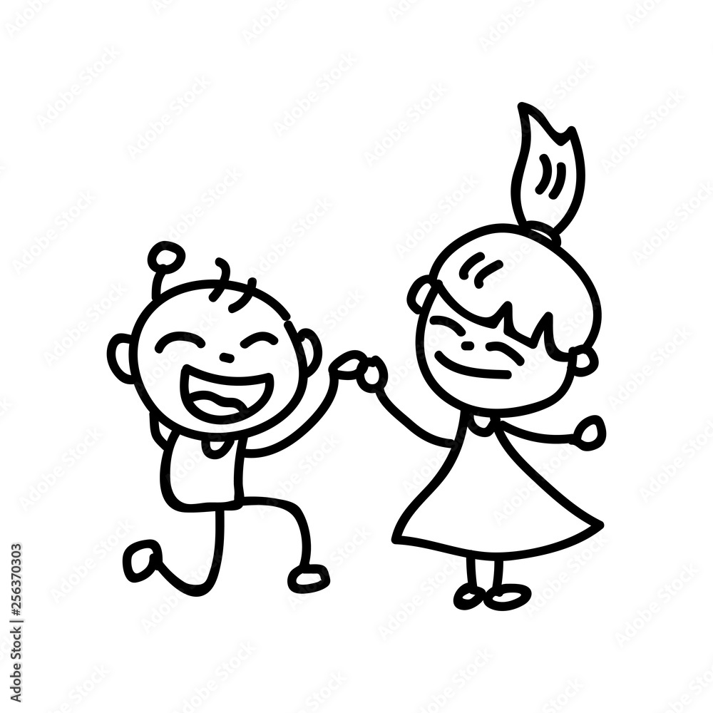 hand drawing abstract cartoon happy people family happiness concept hand drawing abstract cartoon happy people family happiness concept