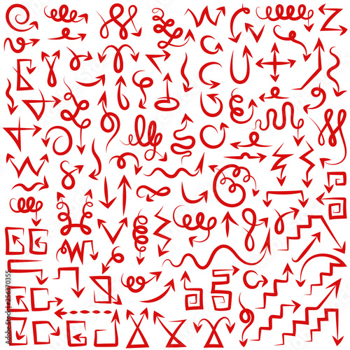 large collection of different arrows brush red