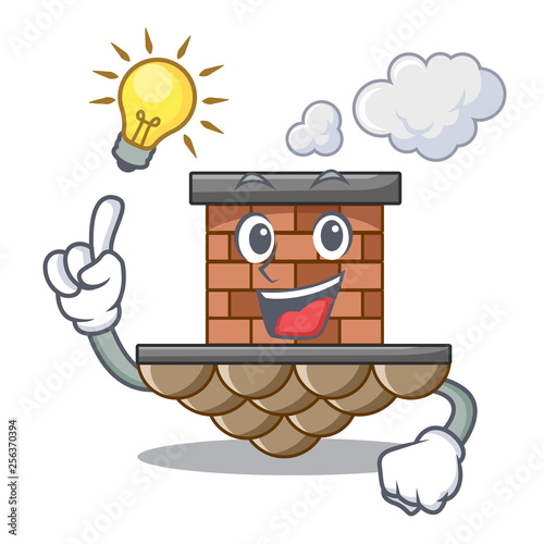 Have an idea brick chimney next the cartoon roof