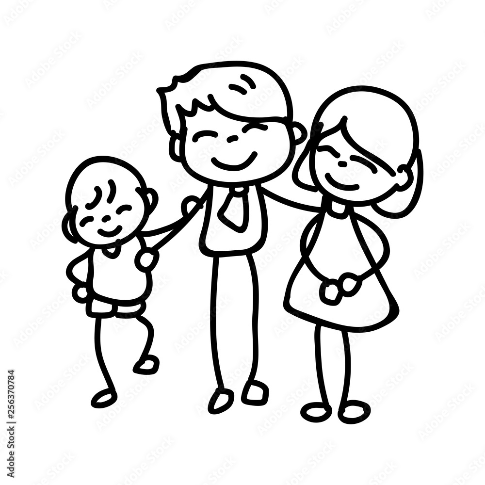hand drawing abstract cartoon happy people family happiness concept hand drawing abstract cartoon happy people family happiness concept