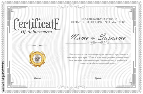 Certificate of achievement retro design template