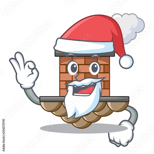 Santa brick chimney next the cartoon roof