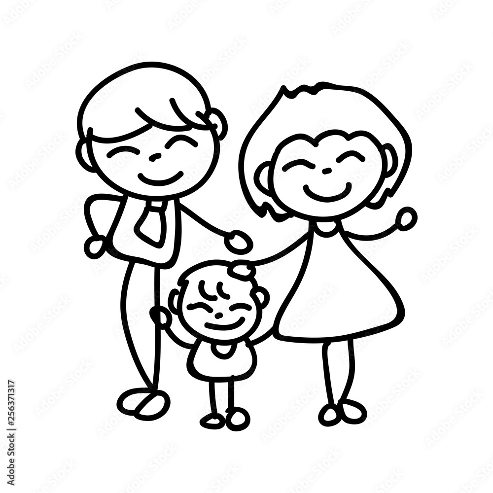 hand drawing abstract cartoon happy people family happiness concept hand drawing abstract cartoon happy people family happiness concept