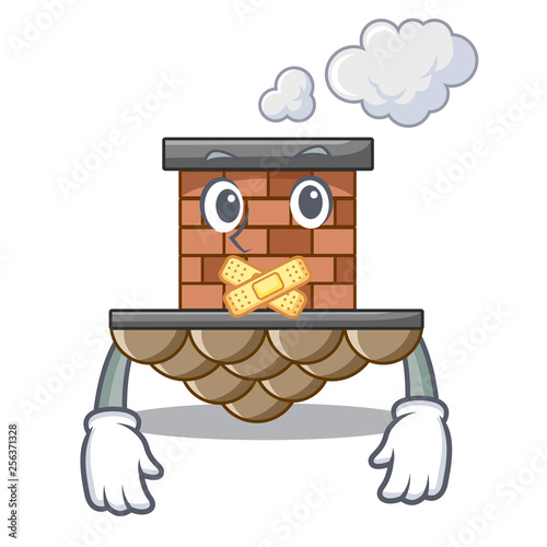 Silent brick chimney next the cartoon roof