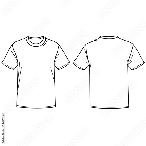 T shirts, front and back view. Vector illustration
