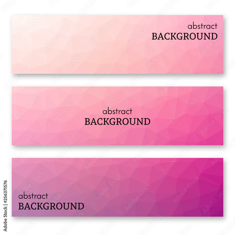 Naklejka premium Set of three banners in low poly art style