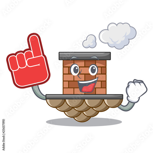 Foam finger brick chimney next the cartoon roof