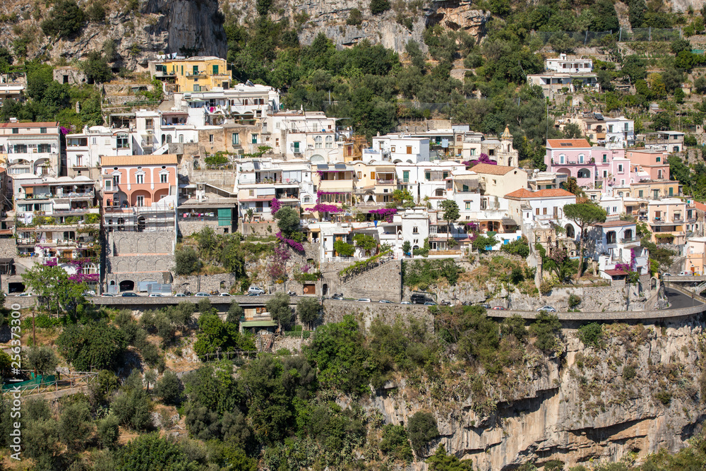  Small town of Positano along Amalfi coast with its many wonderful colors and terraced houses, Campania, Italy.