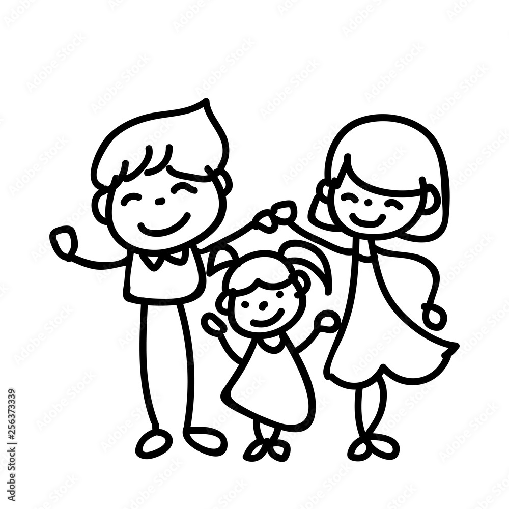 hand drawing abstract cartoon happy people family happiness concept hand drawing abstract cartoon happy people family happiness concept