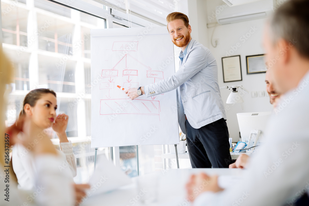 Obraz premium Group of business people working as team in office