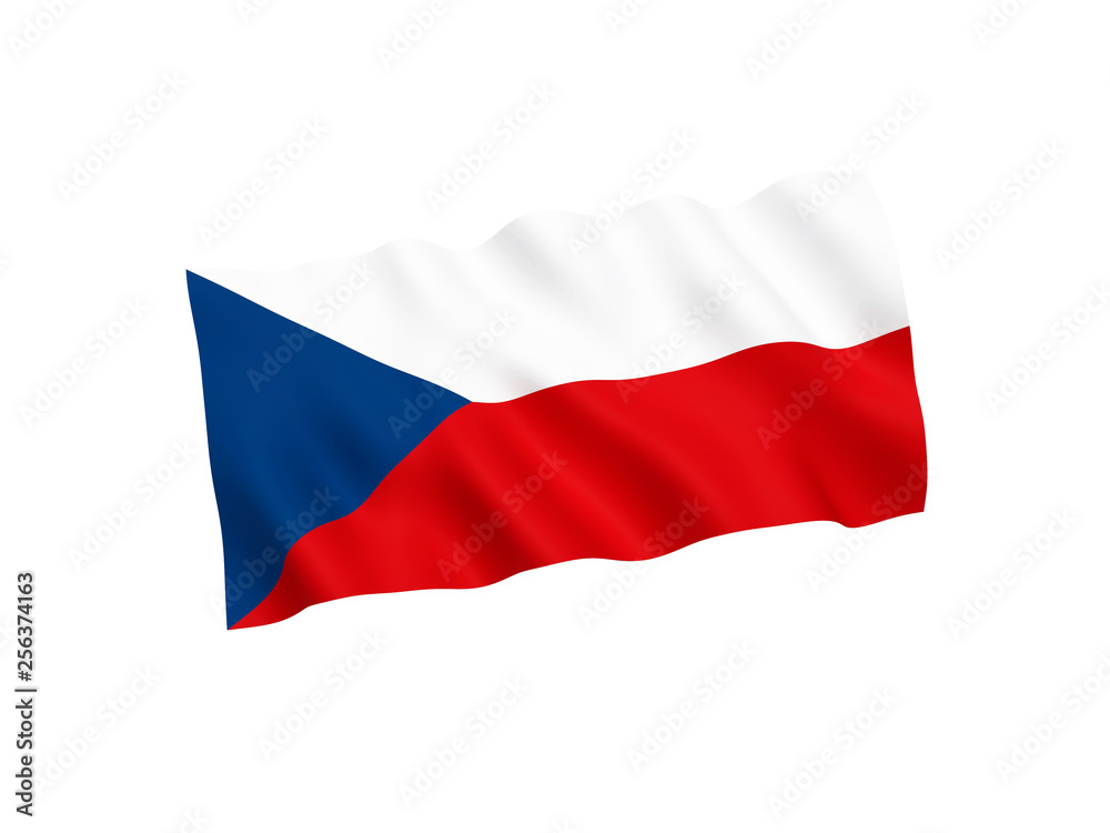 National fabric flag of Czech Republic isolated on white background. 3d rendering illustration. 1 to 2 proportion National fabric flag of Czech Republic isolated on white background. 3d rendering illustration. 1 to 2 proportion