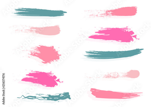 Craft label brush stroke backgrounds, paint or ink smudges vector for tags and stamps design. Painted label backgrounds patch. Color combinations catalog elements. Ink smudges, stains