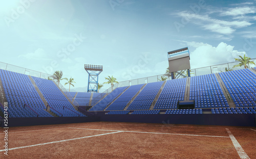 Professional tennis court 3-D. © VIAR PRO studio