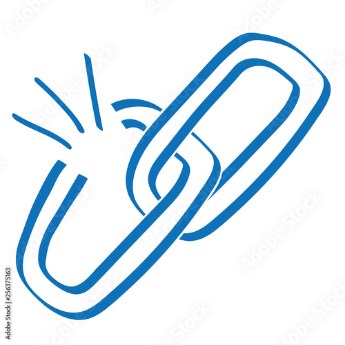 Handgezeichnetes Link-Symbol offen in dunkelblau