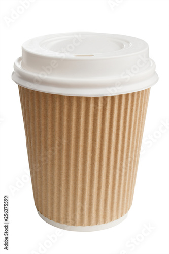 Wallpaper Mural Takeaway kraft coffee cup with plastic cap isolated on white background Torontodigital.ca