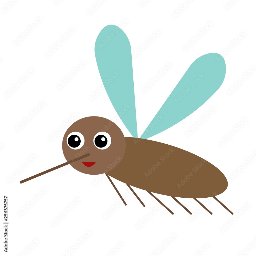 Funny cartoon mosquito character with googly eyes and long curved proboscis  Stock Vector | Adobe Stock