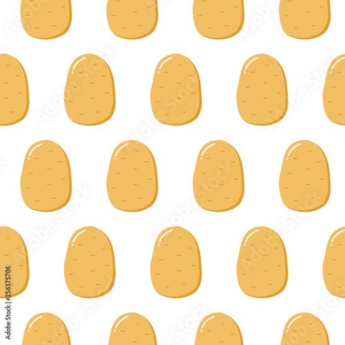 Brown vector potato seamless pattern. Flat style illustration.