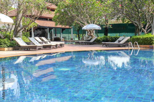 Beautiful luxury swimming pool in tropical hotel resort