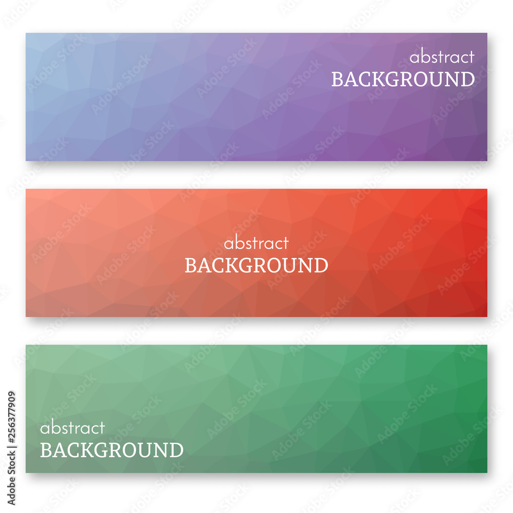 Fototapeta premium Set of three banners in low poly art style