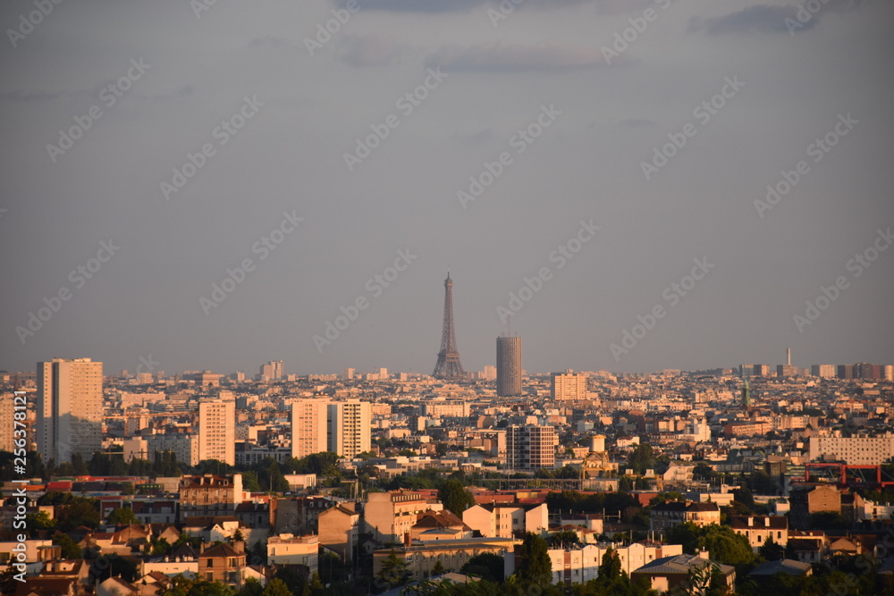 panoramic view of the city paris eiffel tower