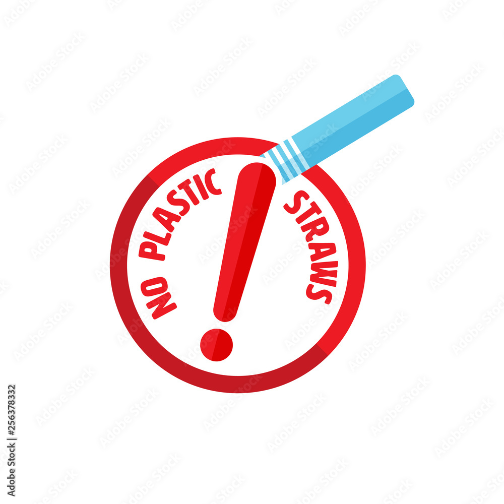Singleuse plastic pollution concept. Say no to plastic straw habit
