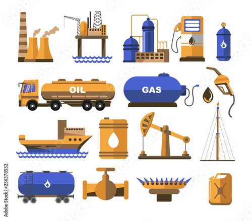Oil and gas fuel factory or plant station and balloon