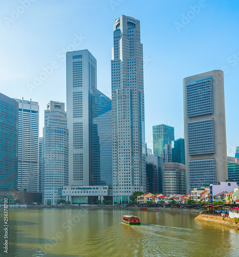modern Singapore skyline Raffles place