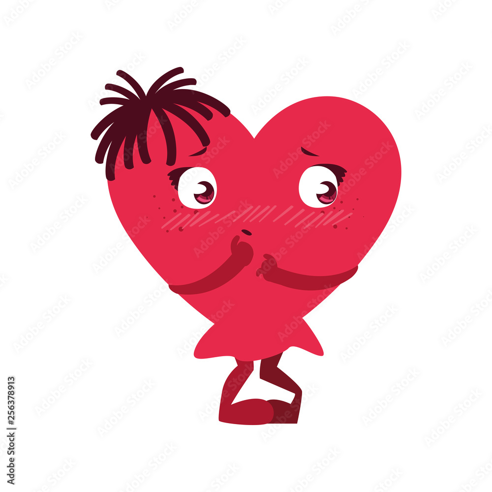 female heart kawaii character female heart kawaii character