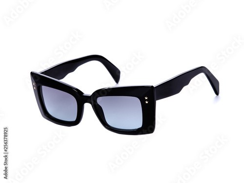 sunglasses with blue lenses isolated on white background
