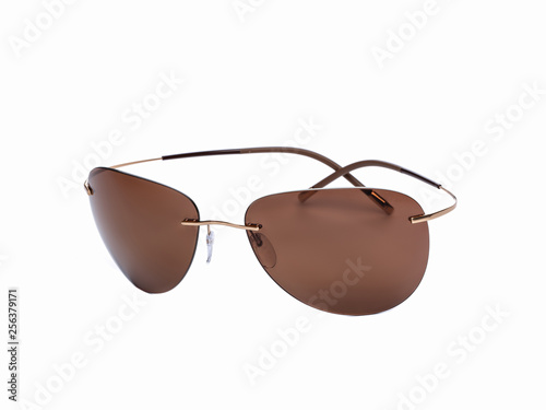 sunglasses with brown lenses isolated on white background
