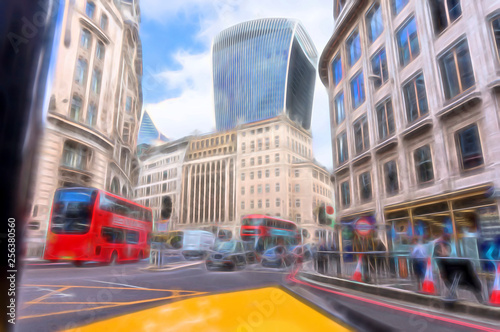 Fototapeta Naklejka Na Ścianę i Meble -  Futuristic illustration of Financial District of London (City of London)