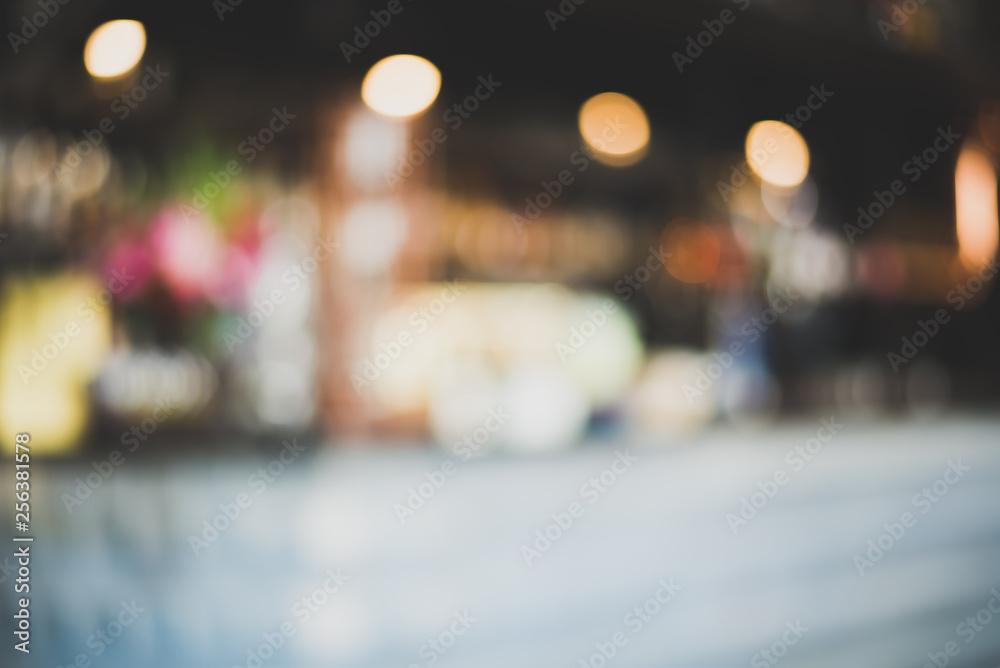 abstract blur background in restaurant with bokeh light