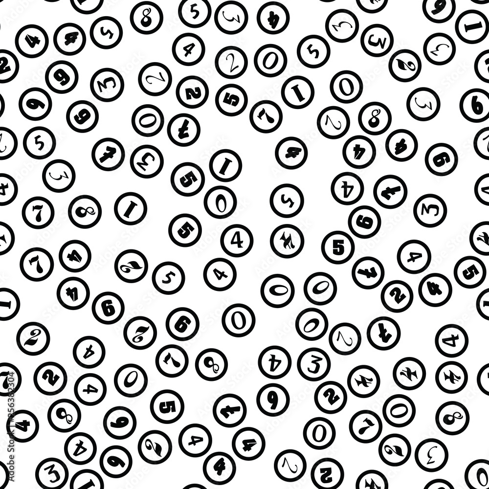 Numbers and circles education, school concept. Seamless vector EPS 10 pattern. Flat style