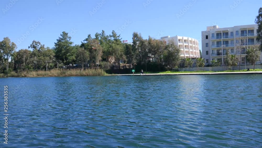 Low angle while lake on sunny day