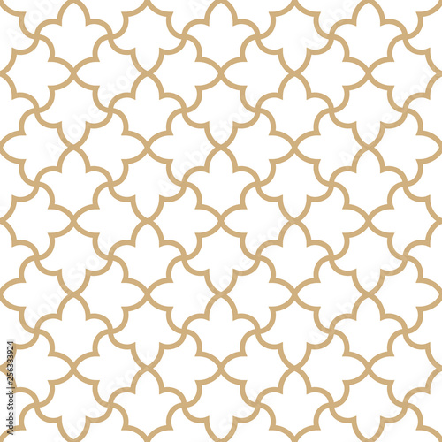 Seamless golden oriental pattern. Geometric linear texture. Vector illustration. Simple tiled texture.