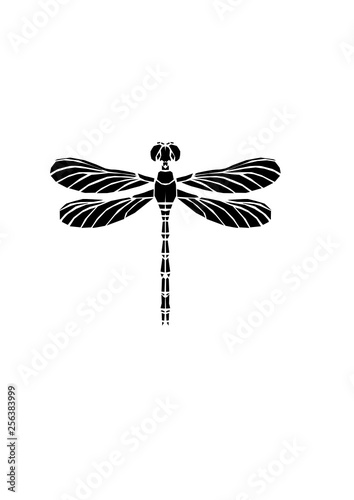 Dragonfly silhouette icon. Stylized logo design . Vector illustration.