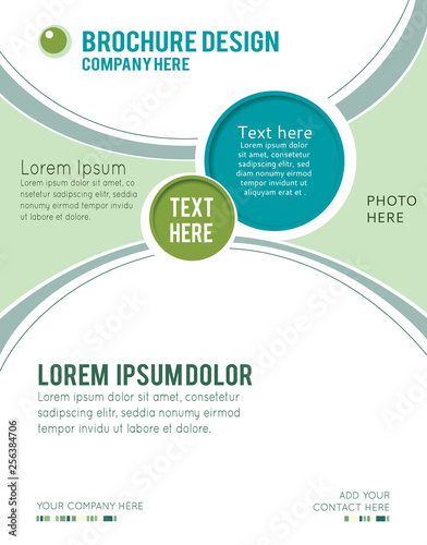 Magazine or brochure, vector design smooth wave curve lines and circles. Abstract background.