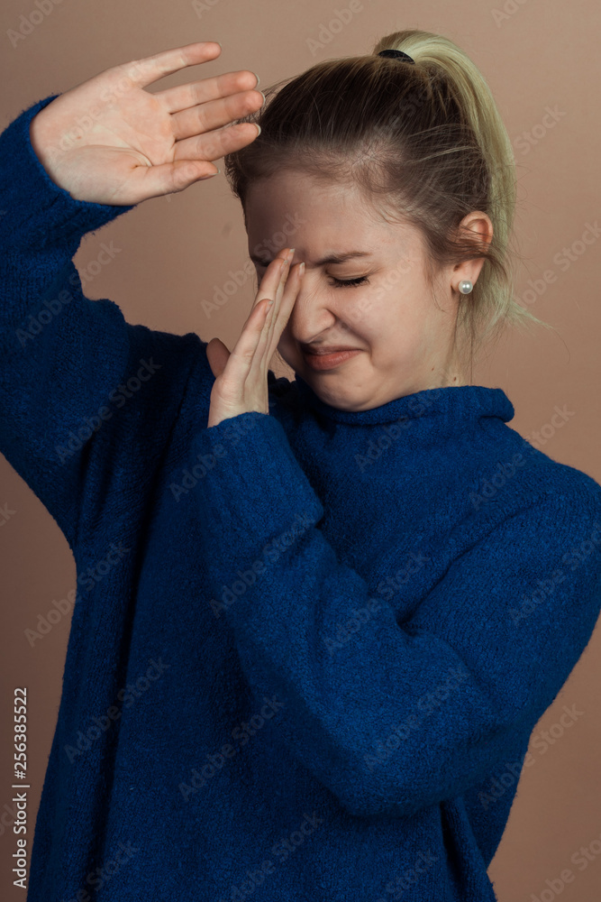 Girl with emotions sad anger mad scream Girl with emotions sad anger mad scream