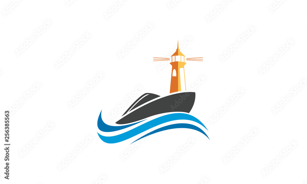 Fototapeta premium Mercusuar and the ship vector